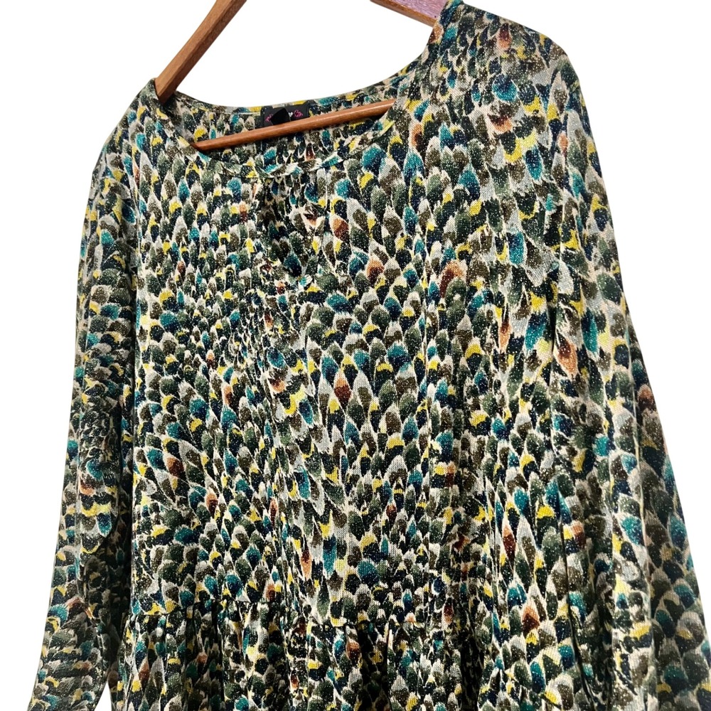 Cocomo Womens 3X Long Sleeve Metallic Green Peplum Blouse Cut Out Casual